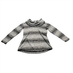 T By Talbots Grey White Heathered Variegated Knit Cowl Wide Neck Sweater Size PS